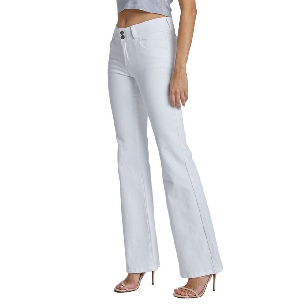 Size 9 Cello White Mid-Rise Flare Jeans - Style WV38728WHT-1 - Denim